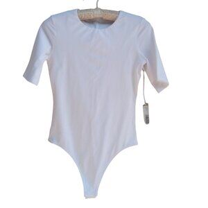 Everlane crew neck thong white bodysuit sz S NEW